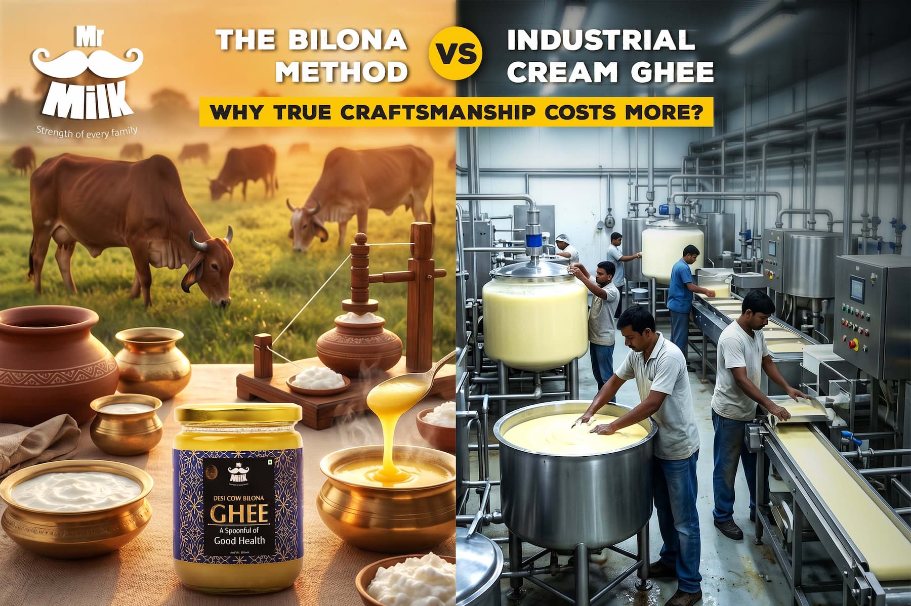 The Bilona Method vs. Industrial Cream Ghee: Why True Craftsmanship Costs More?